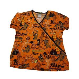 Scooby Doo Halloween Print Scrub Top Size‎ XS Spooky Season